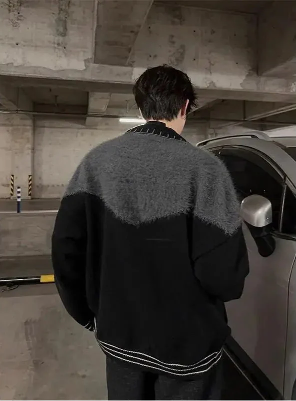 Men's Black Colorful Retro Knit Sweater - Luxuryurbanwear