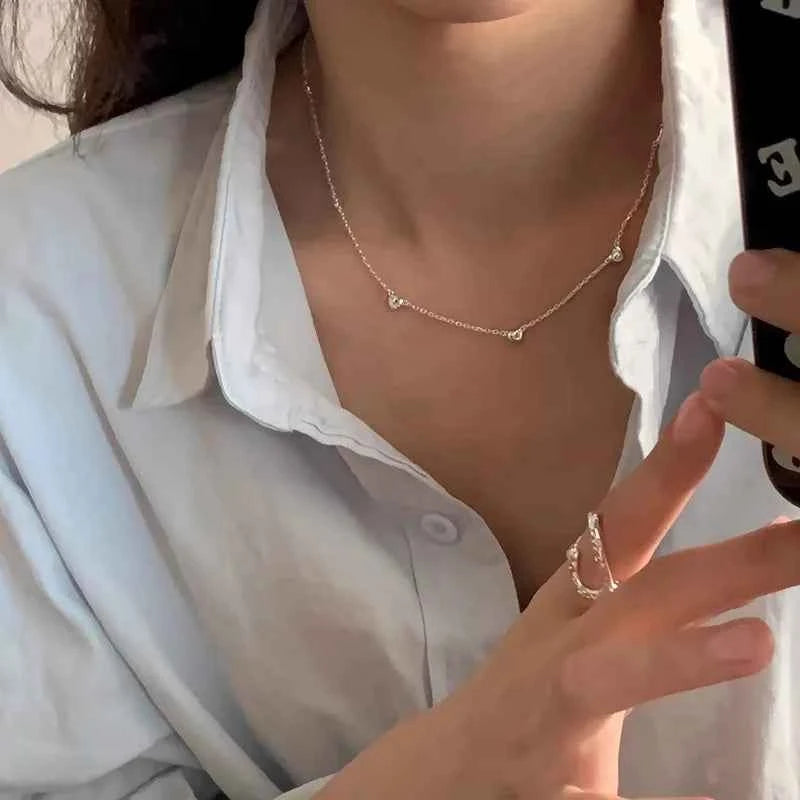 Geometric Love Adjustable Chain Hearts Necklace
