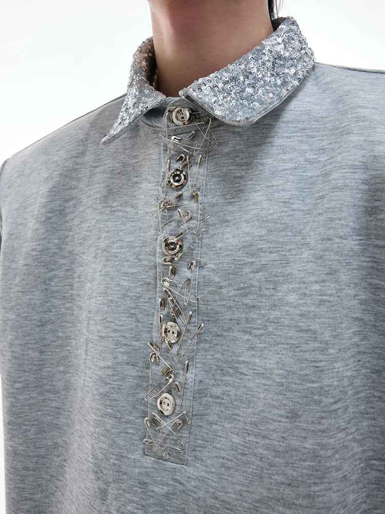Original Patchwork Decorate Shoulder T-Shirt