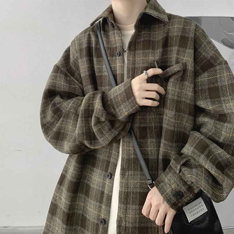 Men's Streetwear Luxury Plaid Long Sleeve Casual Shirt