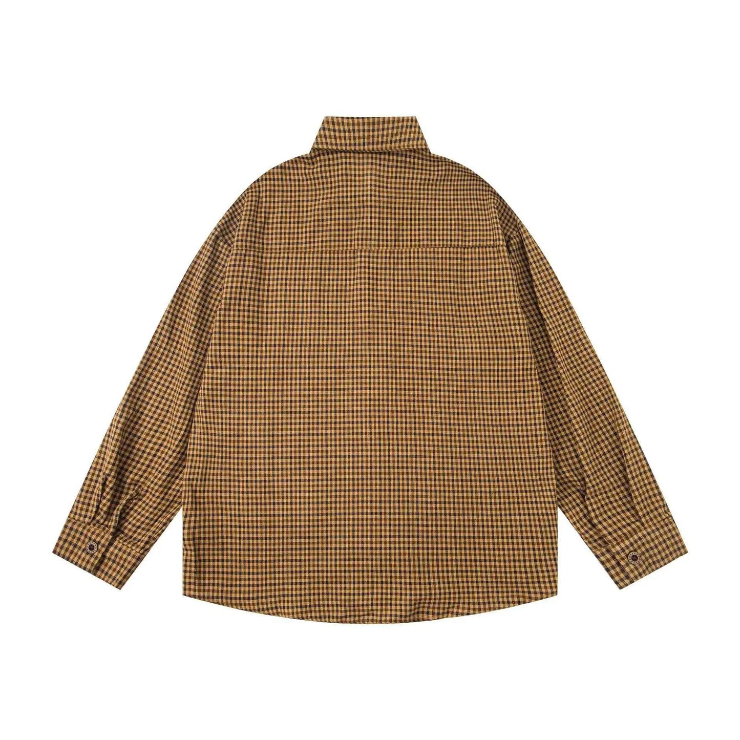 Plaid Sheep Embroidered Hip Hop Long Sleeve Shirt