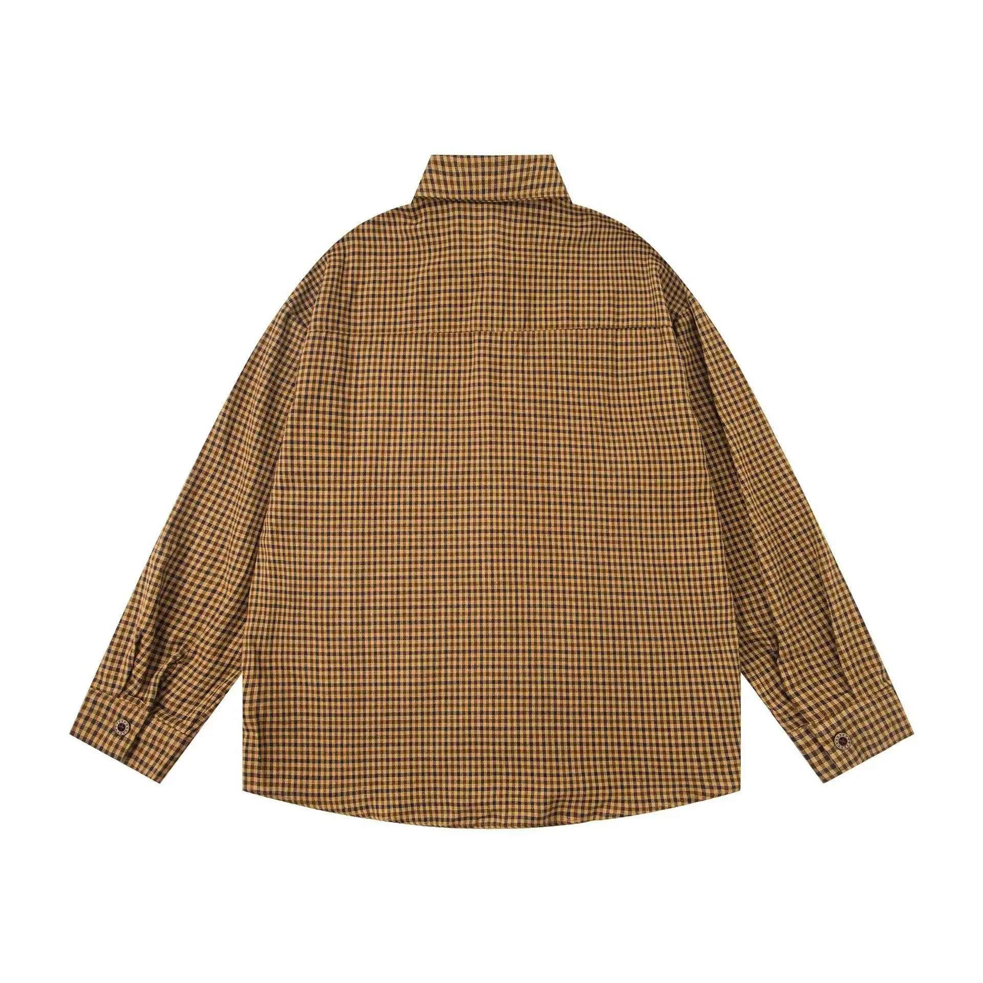 Plaid Sheep Embroidered Hip Hop Long Sleeve Shirt