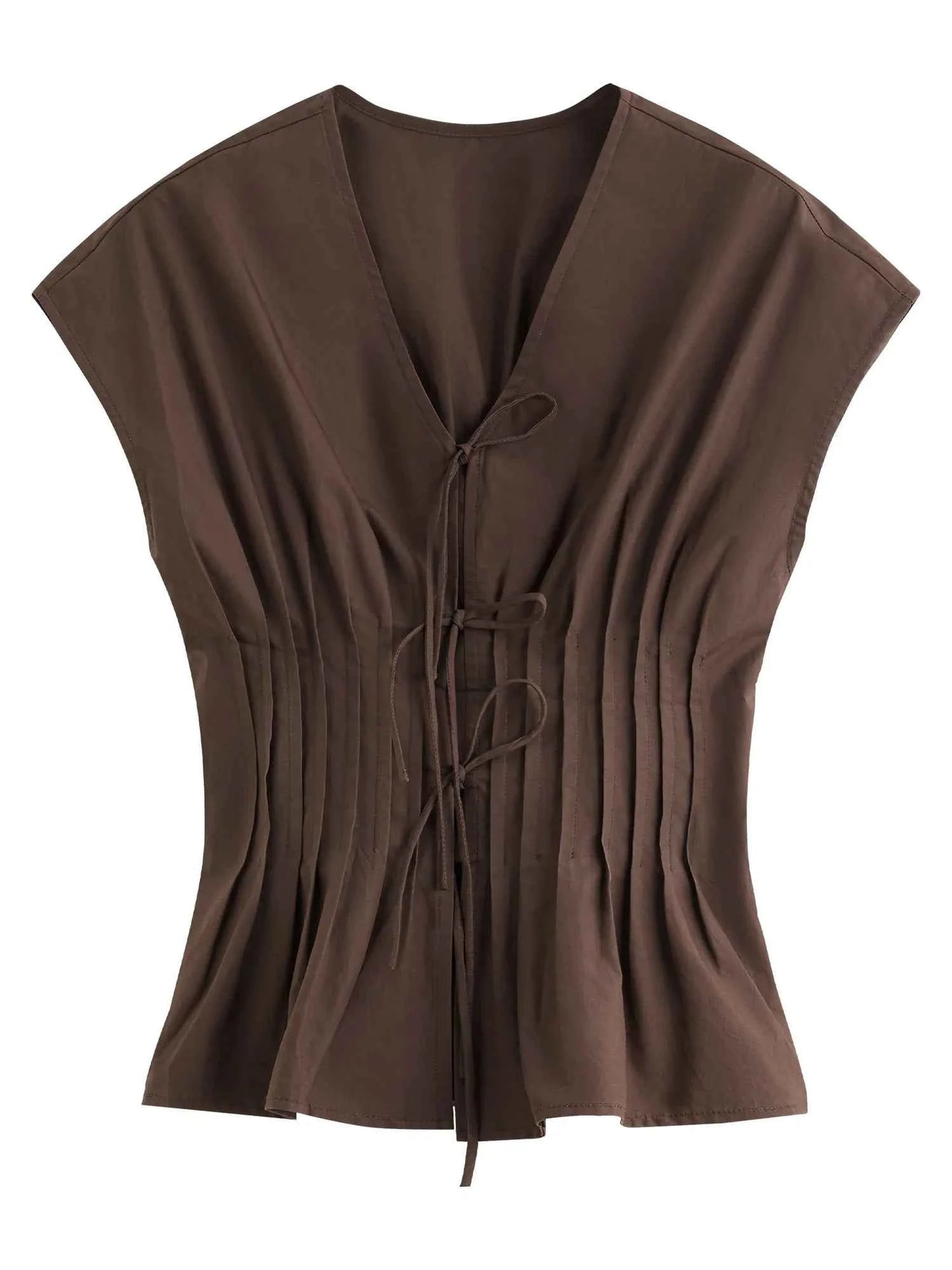Modern Bow Tie V Neck Blouse