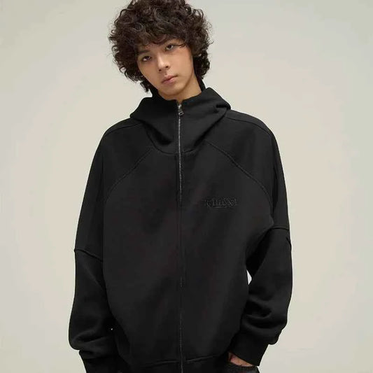 Punk Oversized Letter Embroidered Stand Sweatshirt
