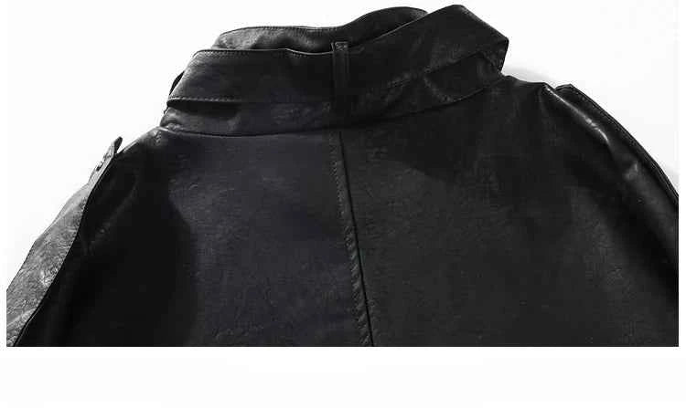 Streetwear High Collar Motorcycle Leather Jacket