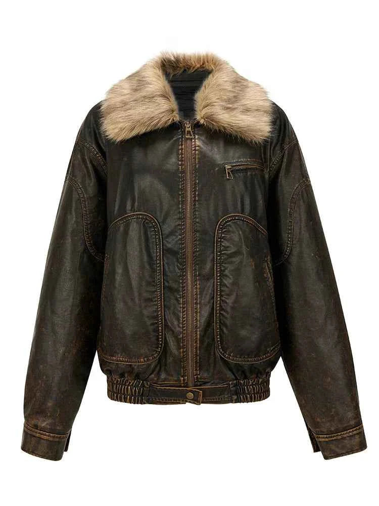 Cool Vintage Distressed Leather Jacket