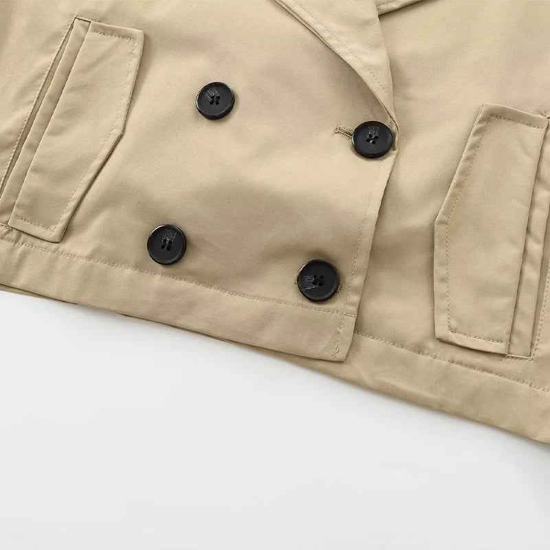 Vintage Double Breasted Lapel Neck Trench Jacket