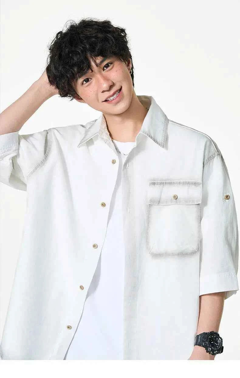 Cloud-Soft Contrast Lapel Casual Shirt