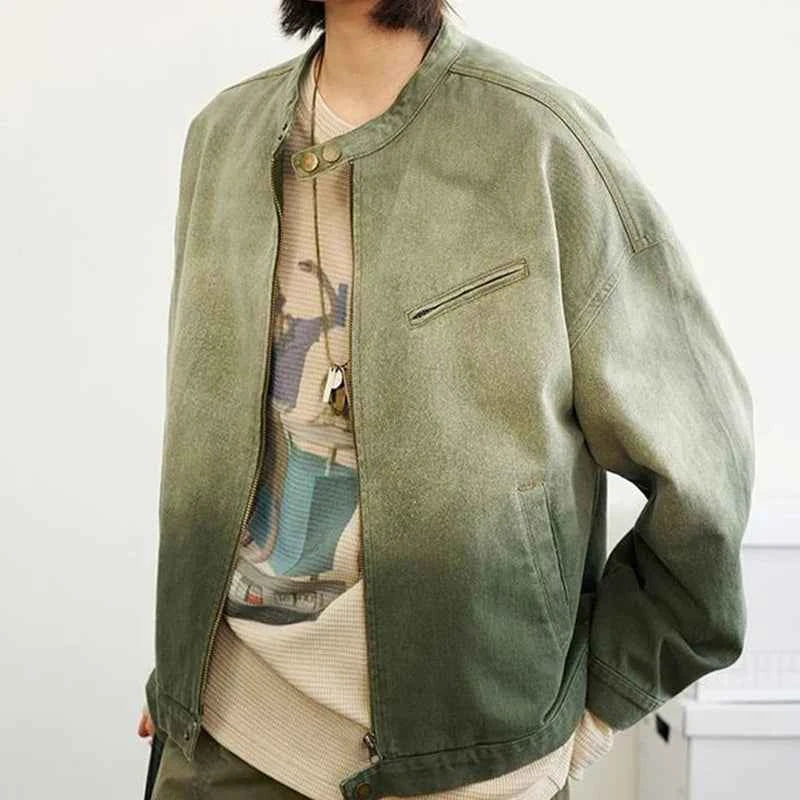 Streetwear Stylish Vintage Korean Gradient Denim Jacket