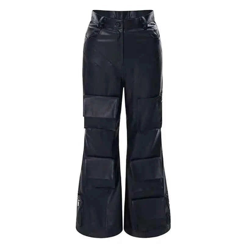 Stylish Timeless Fit High Street Leather Cargo Pants