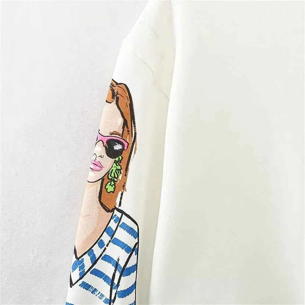 Versatile Casual Winter Girl Pattern Sweatshirt