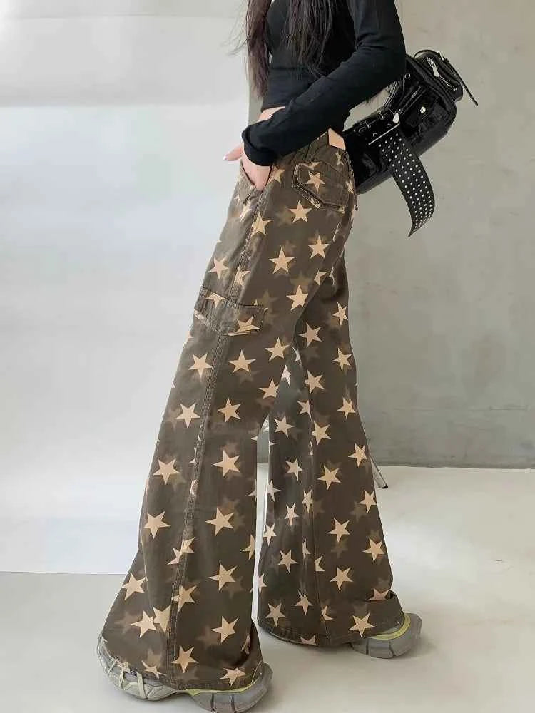 Y2K Star Printed Cyber Slim Jeans