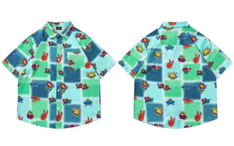Retro Hip Hop Tie Dye Graphic Short Sleeve Shirt