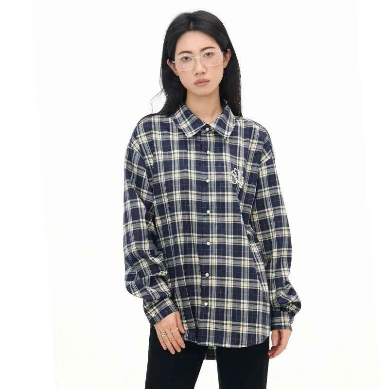 Women Luxury Japanese Style Plaid Blouse Shirt