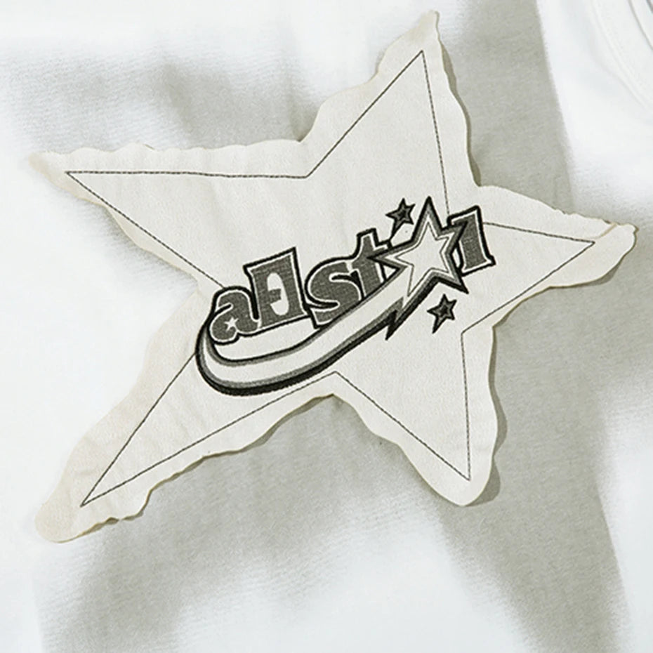 Star Patchwork Streetwear Oversized Vest