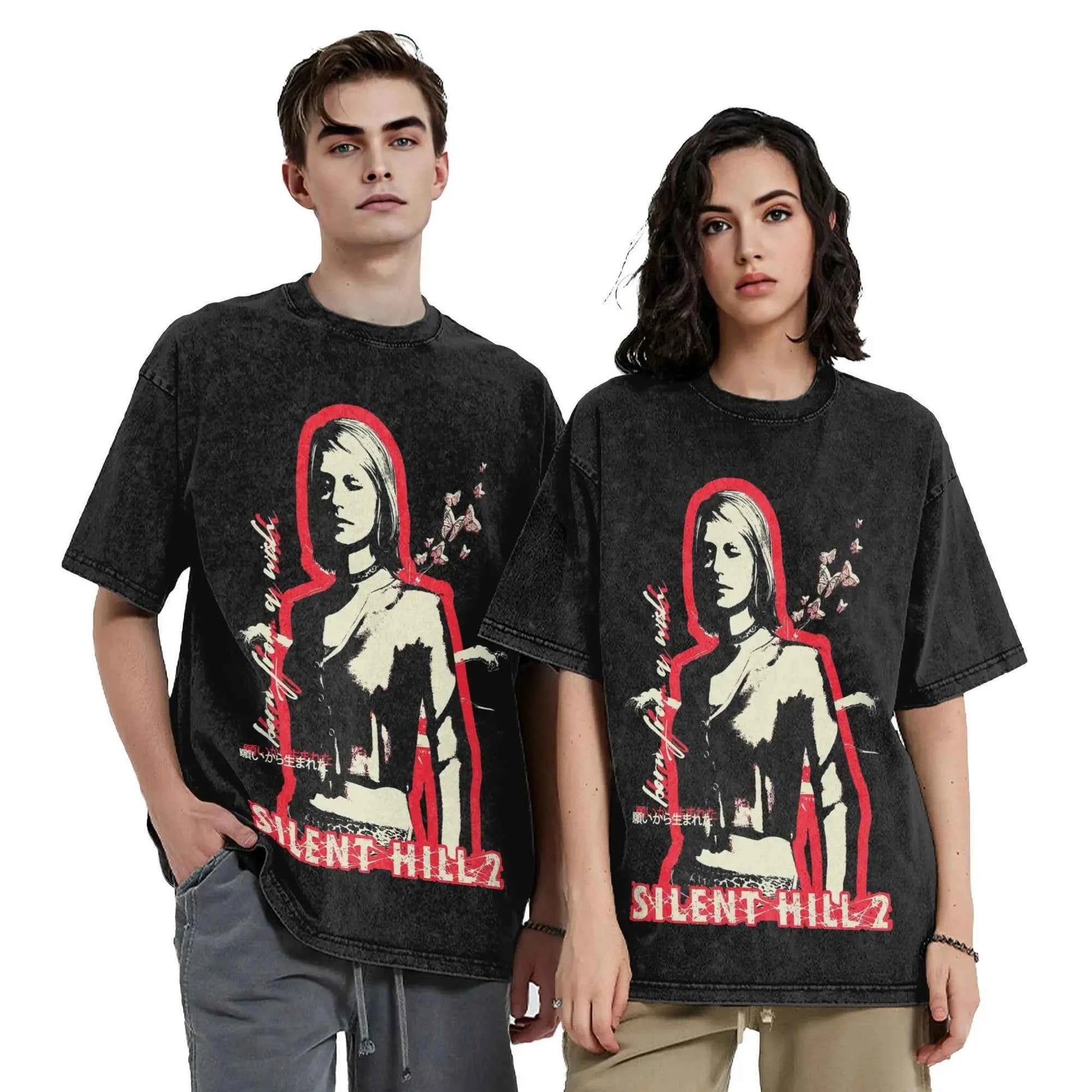 Silent Hill Washed O-Neck Collar Oversized T-Shirt