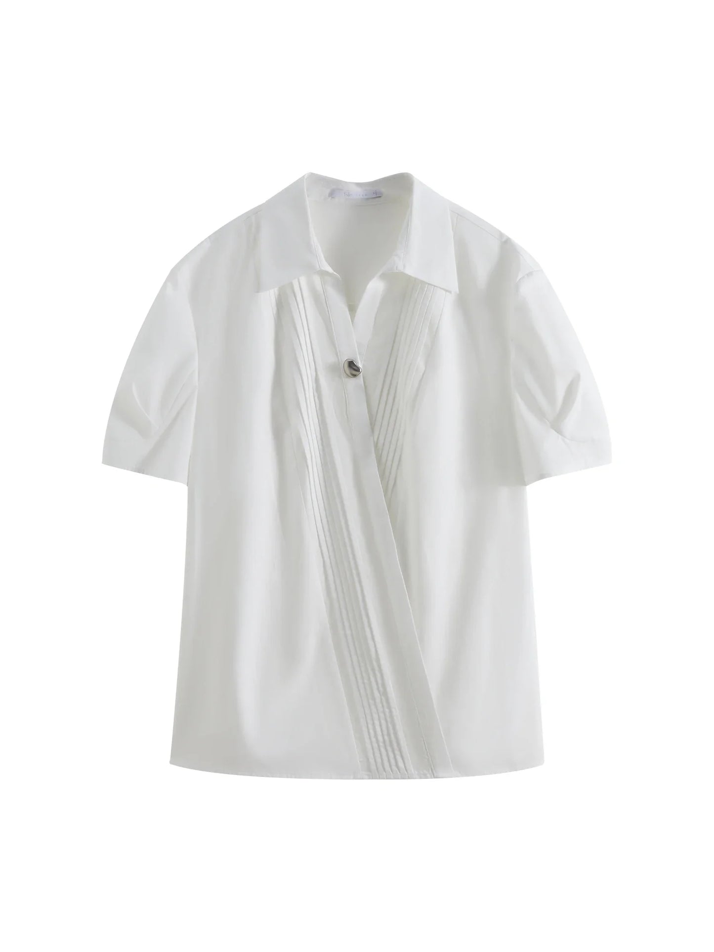 Minimalist White V-Neck Short-Sleeved Shirt - Luxuryurbanwear