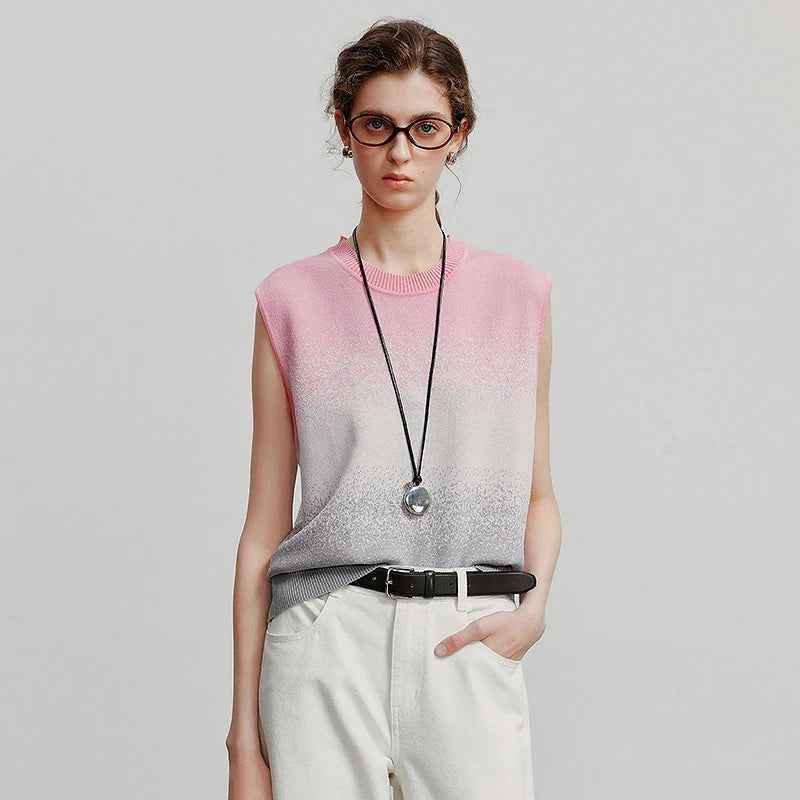 Women Vintage Cool Vibrant Summer Knit Casual Sleevless T-Shirt