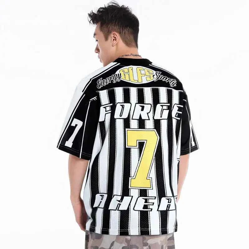 Retro Mesh Soccer Jersey Graphic Sport T-Shirt
