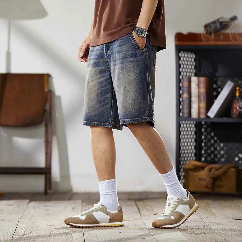 Versatile American Style Retro Washed Denim Short