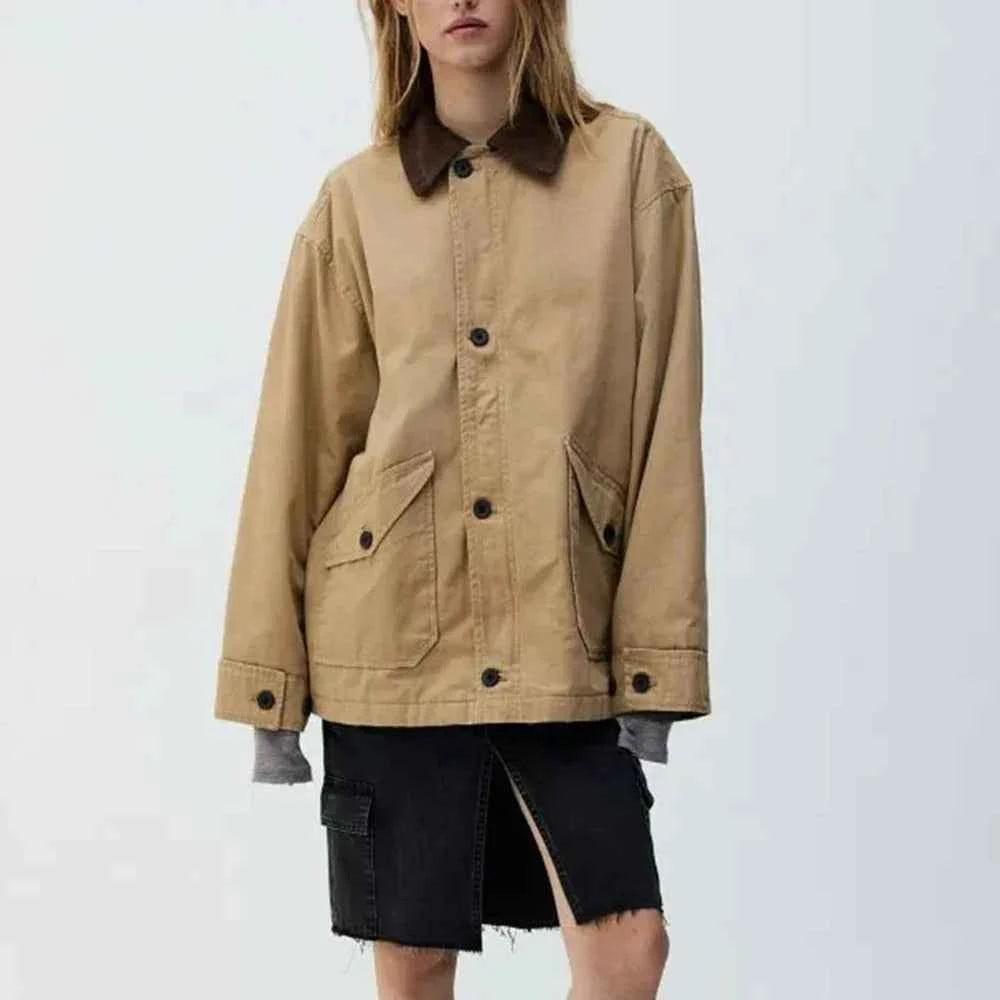 Chic Minimalist Spliced Lapel Jacket