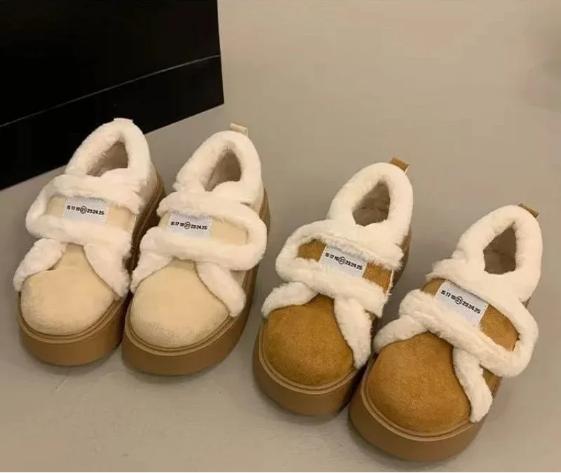 Cozy Furry Platform Loafers Shoes - Luxuryurbanwear