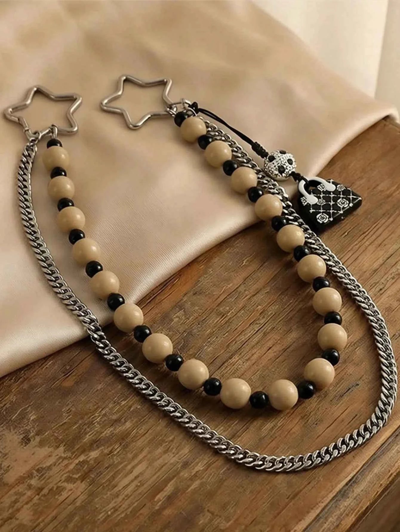 Handmade Acrylic Beads Stainless Steel Waist Chain