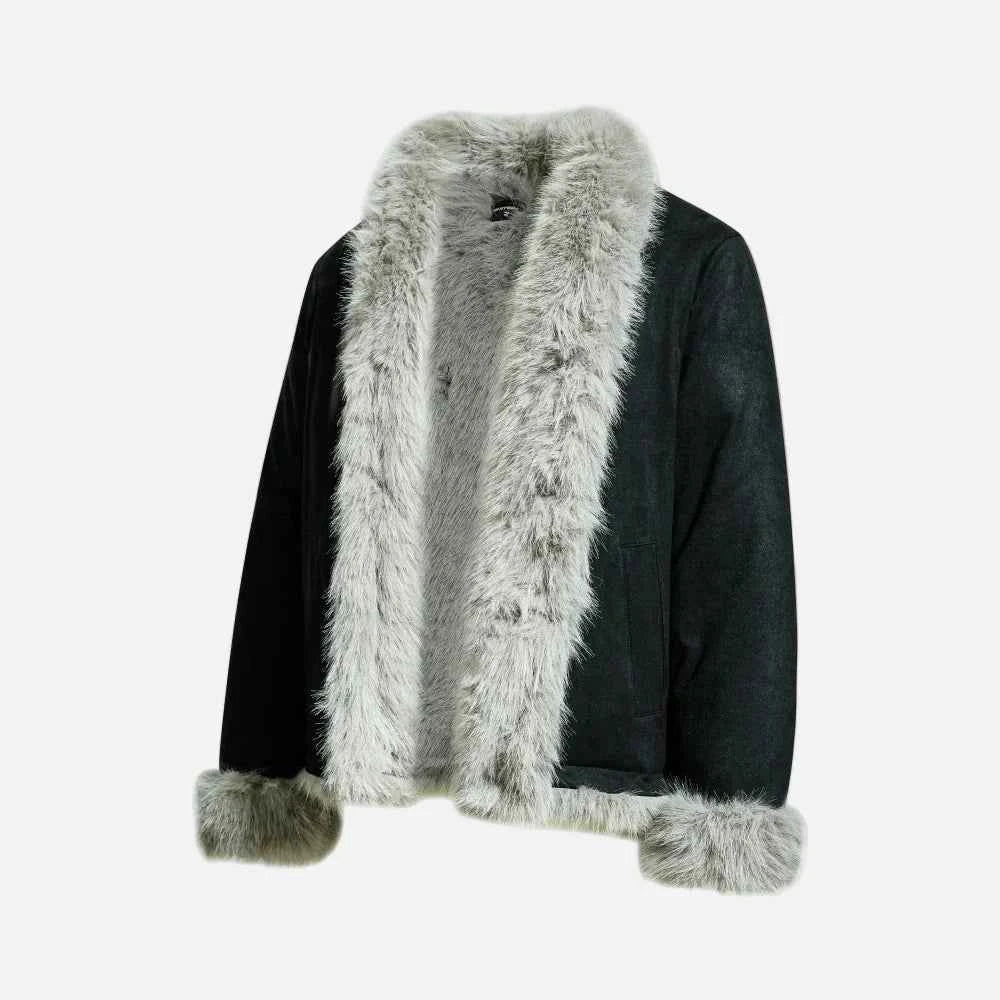 Breathable Single Breasted Faux Fur Jacket