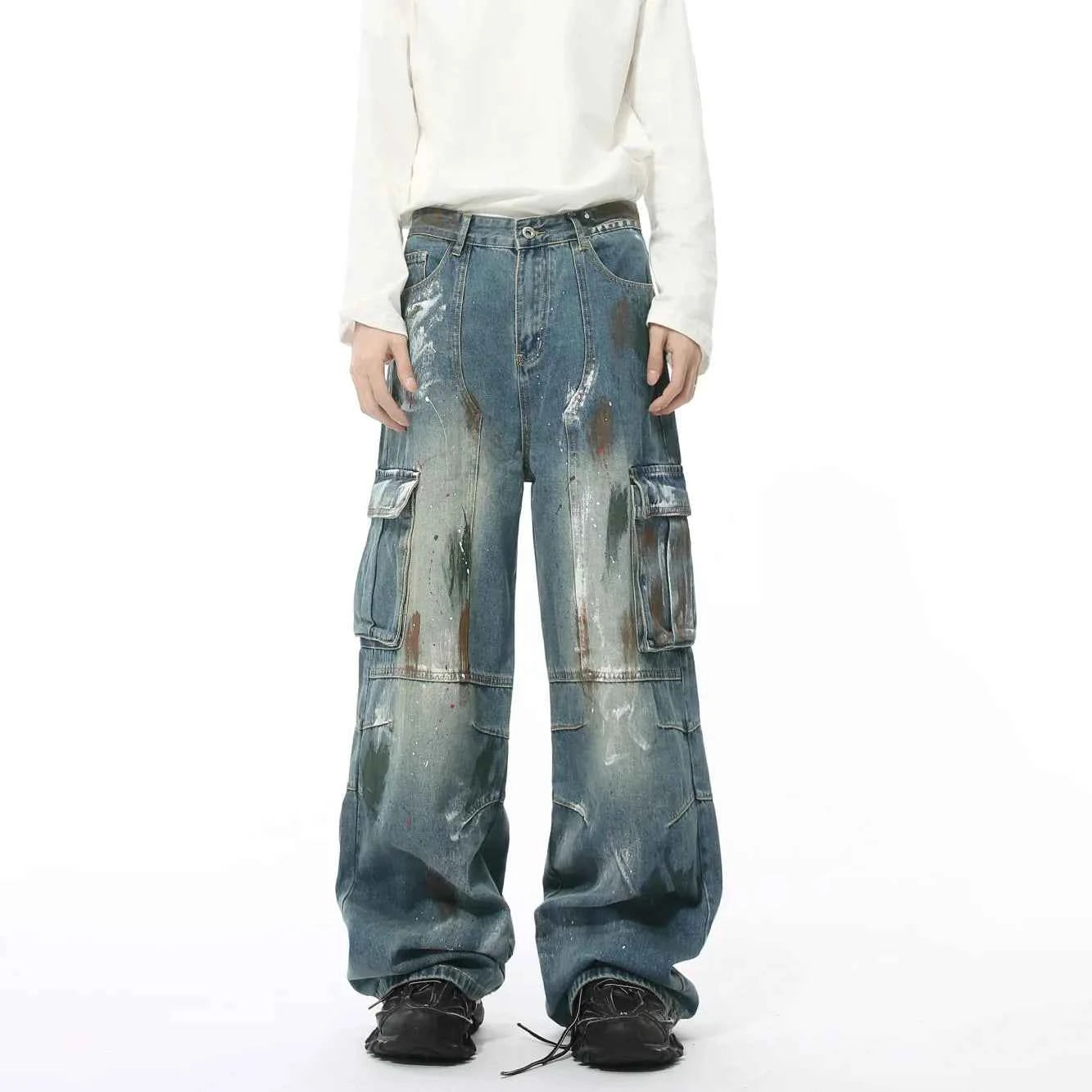 Lightweight Vintage Distressed Cargo Jeans