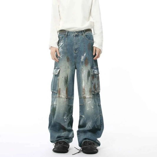 Lightweight Vintage Distressed Cargo Jeans