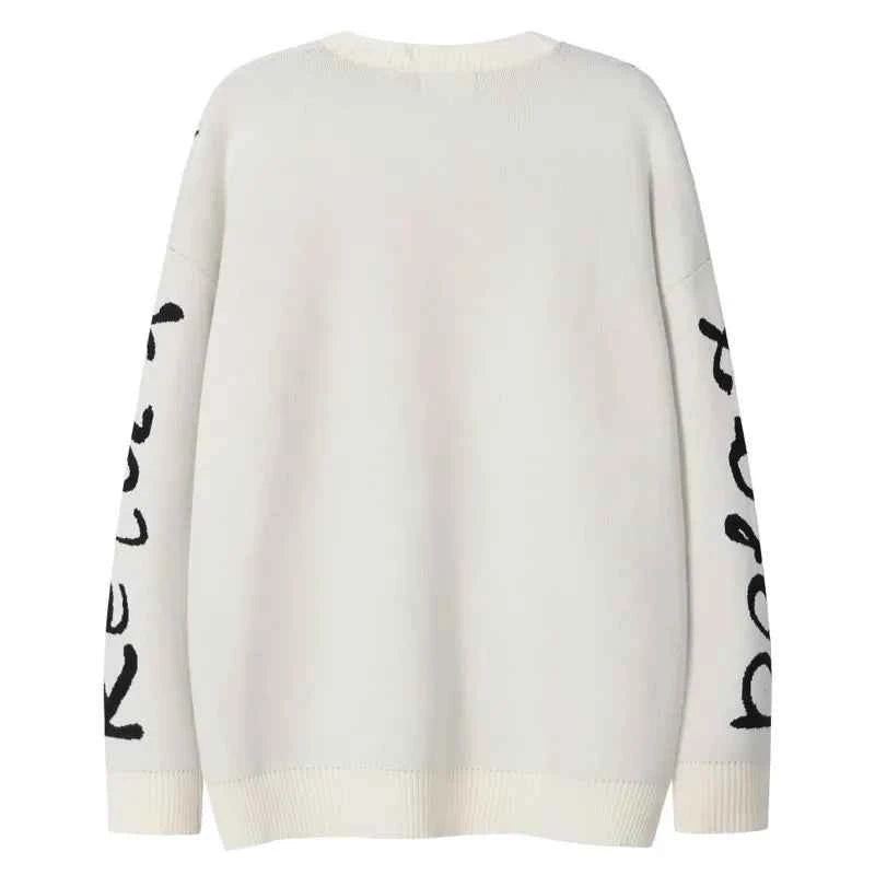 Cozy Oversized Japanese Cartoon Knit Sweater