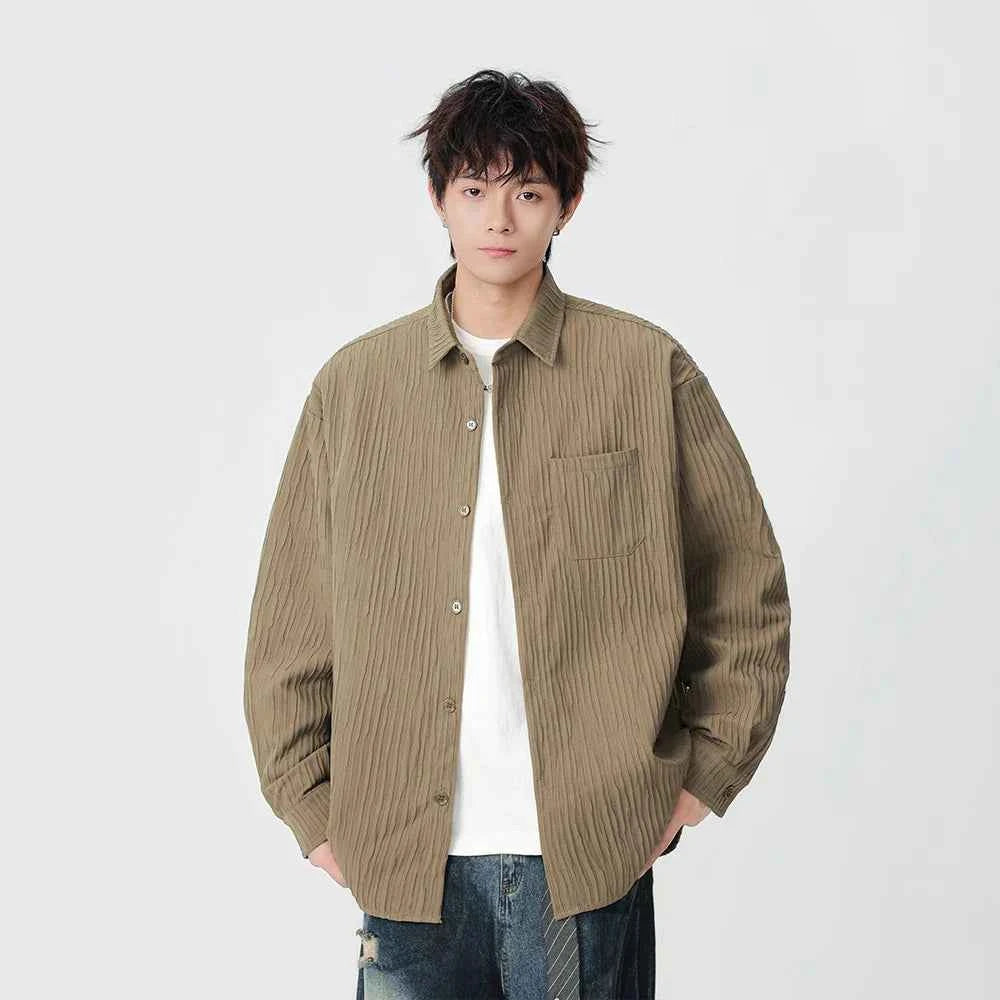 Y2K Vertical Striped Casual Long Sleeve Shirt