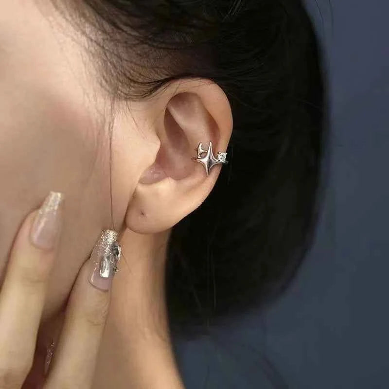 Gothic Punk Silver Cross Star Earrings
