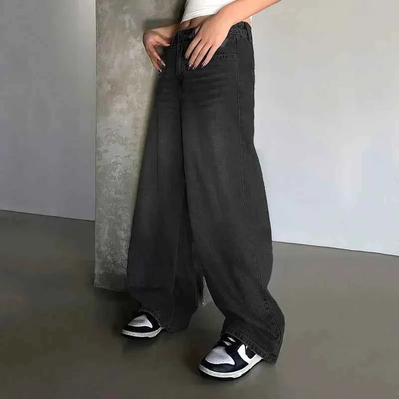 Trendy High Waist Wide Leg Ripped Jeans