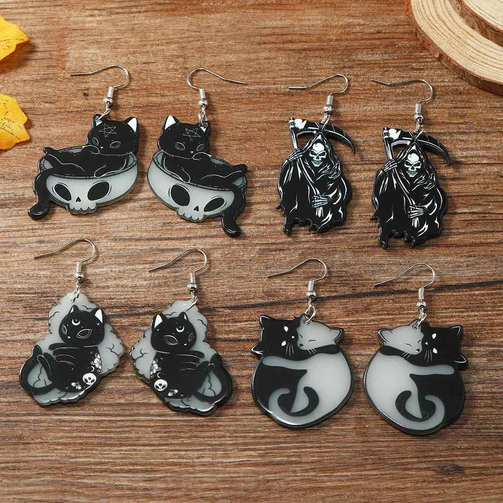 Dark Style Personalized Black Cat Earrings