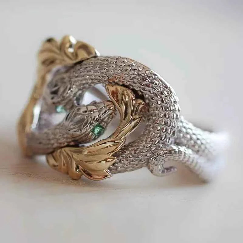 Green Stone Flower Charm Silver Ring