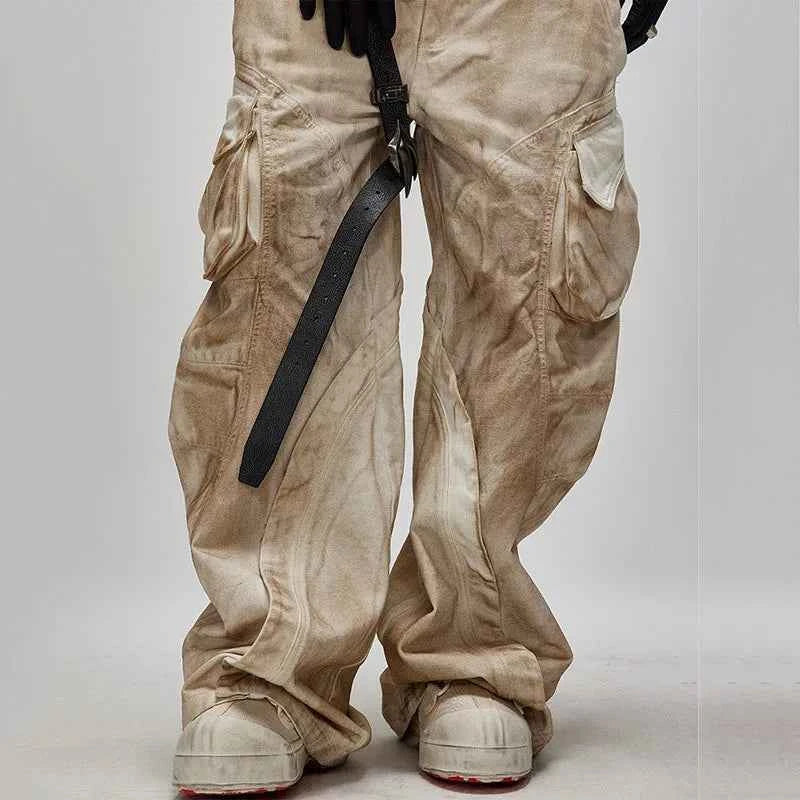 Irregular Patchwork Tailored Color-Washed Scimitar Jeans