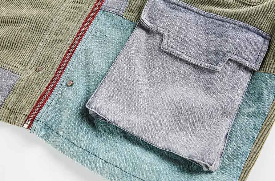 Y2K Washed Canvas Splice Corduroy Jacket
