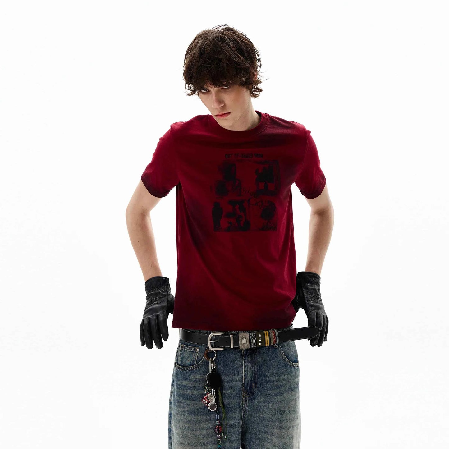 Plush Retro Red Short Sleeve Vintage T-Shirt