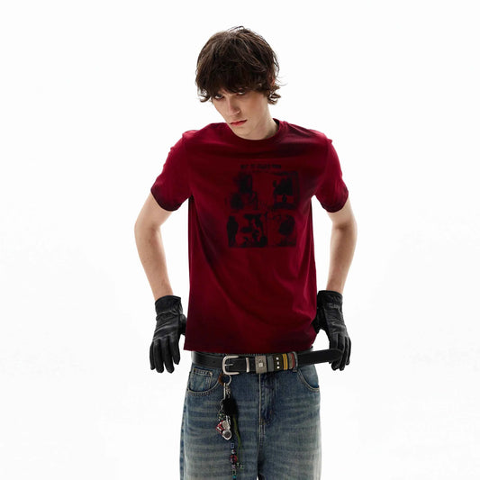 Plush Retro Red Short Sleeve Vintage T-Shirt