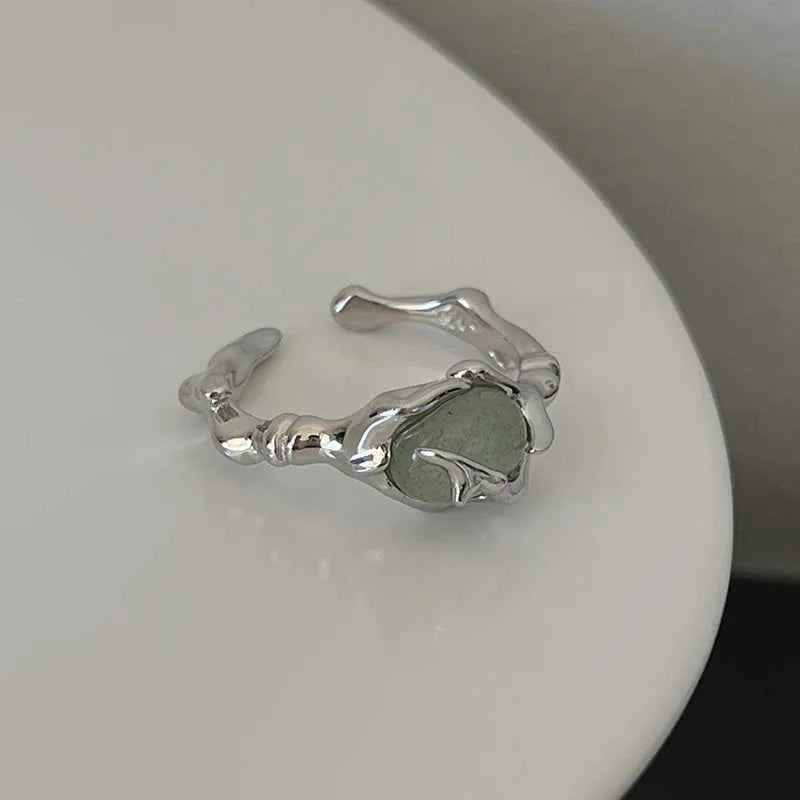 Irregular Vintage Silver Plated Bamboo Ring