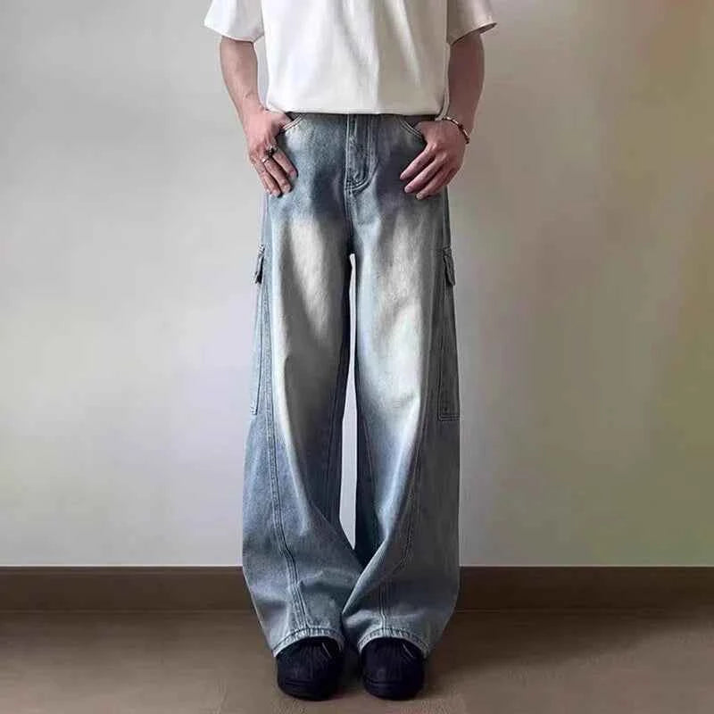 Vintage Wide Leg Cargo Denim Jeans