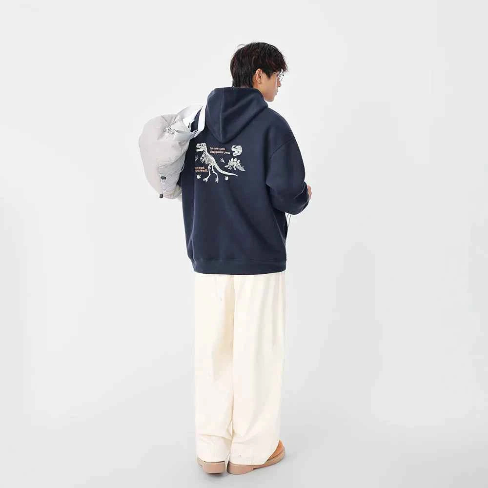 Y2K Dinosaur Skeleton Print Casual Hoodie