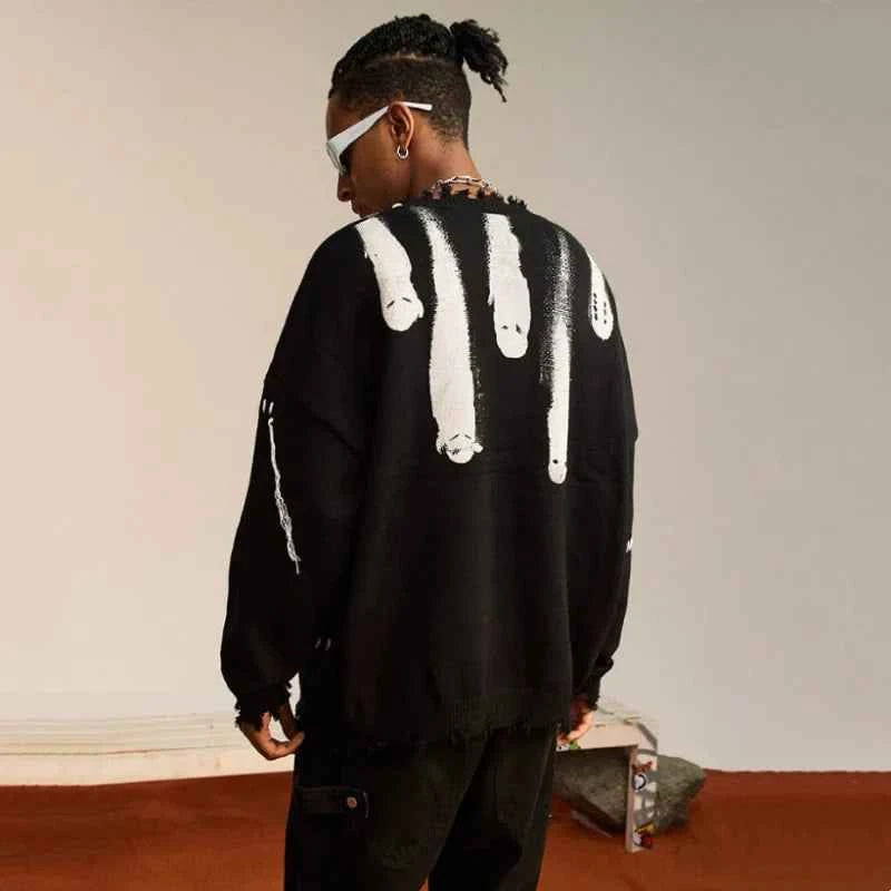 Tassel Design Personality Printed Sweater