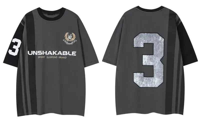 Breathable Retro Graphic Patchwork Racing Sport T-Shirt