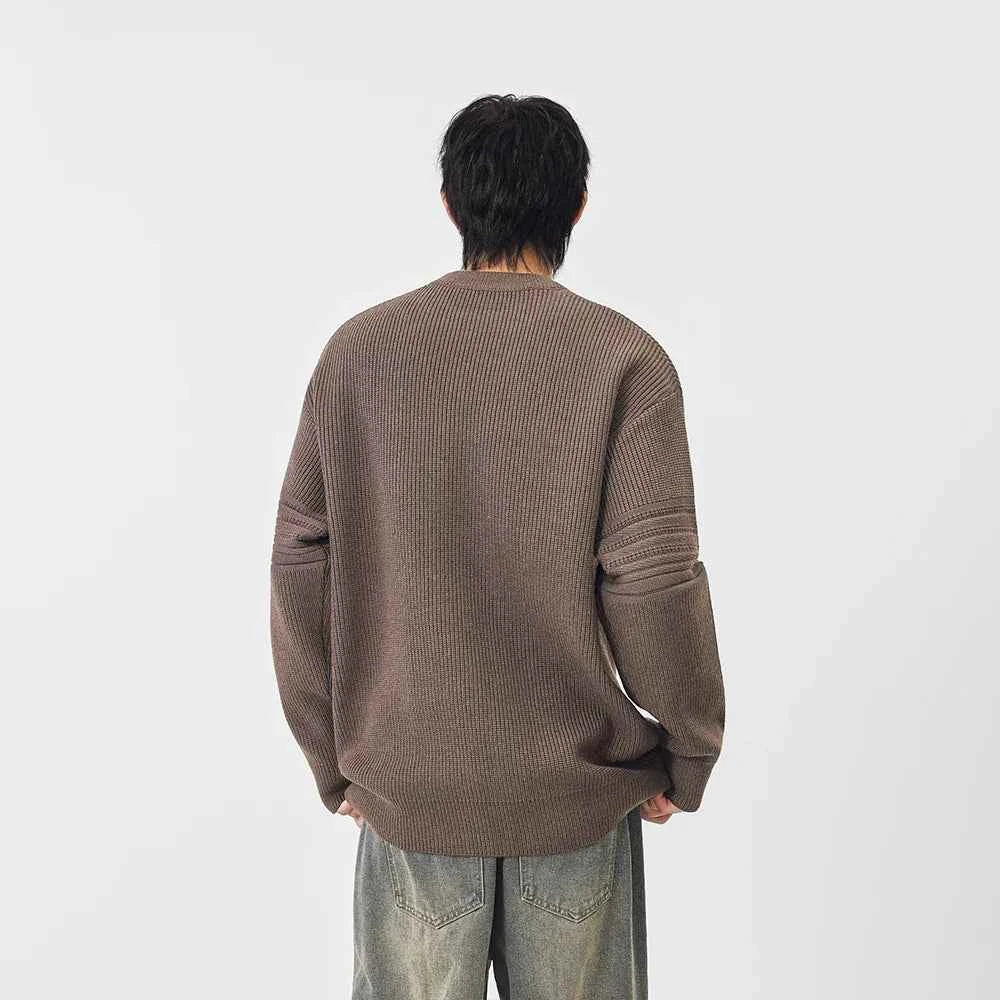 Cozy Textured Striped Crew Neck Sweater