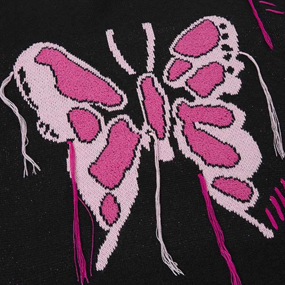 Women Sweet Vibrant Butterfly Graphic Knit Sweater