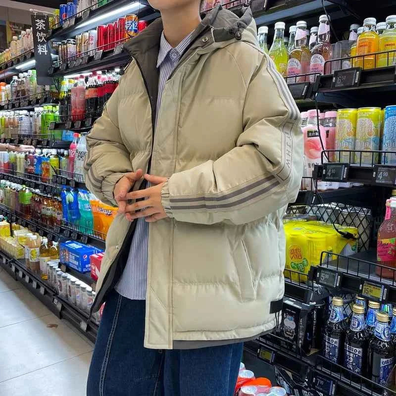 Warm Cotton Striped Sleeve Puffer Jacket