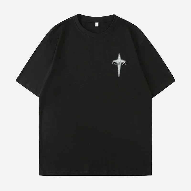 Y2K Oversized Freedom Hip Hop Print T-Shirt
