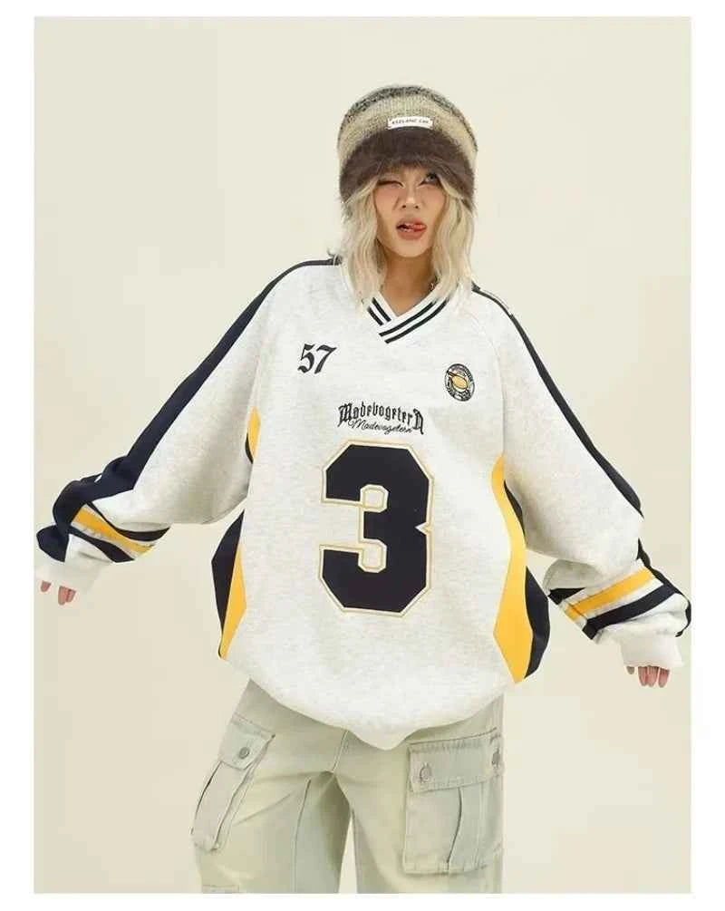 Color Blocked Loose Long Sleeve Sweatshirt